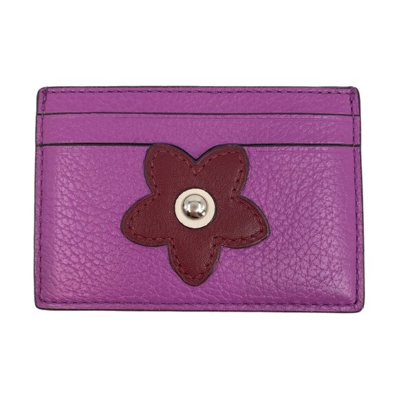 Coach Purple Flower Leather Card Wallet | Mini Size for All Occasions - Picture 1 of 7